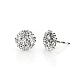 Diamond Set Flowerhead Earrings