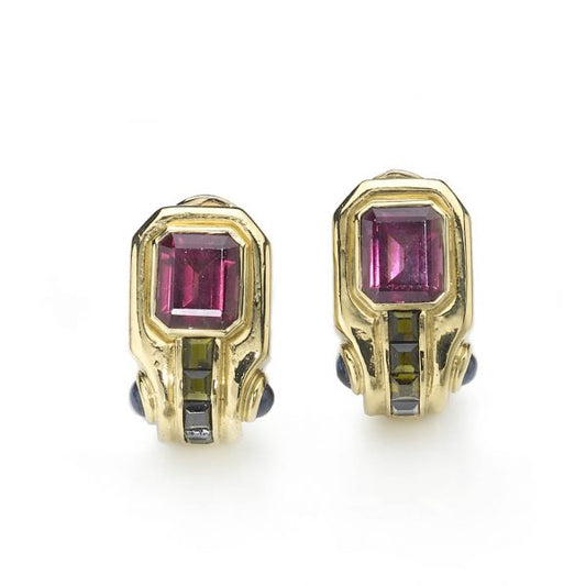 Vintage Gem Set Gold Earrings