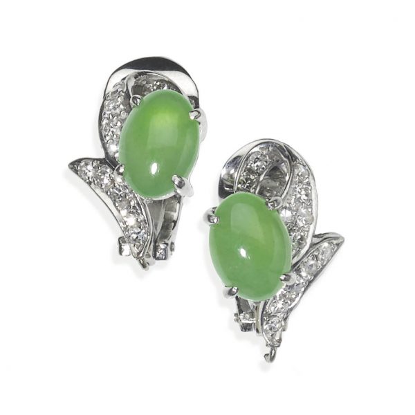 Vintage Jade and Diamond Earrings