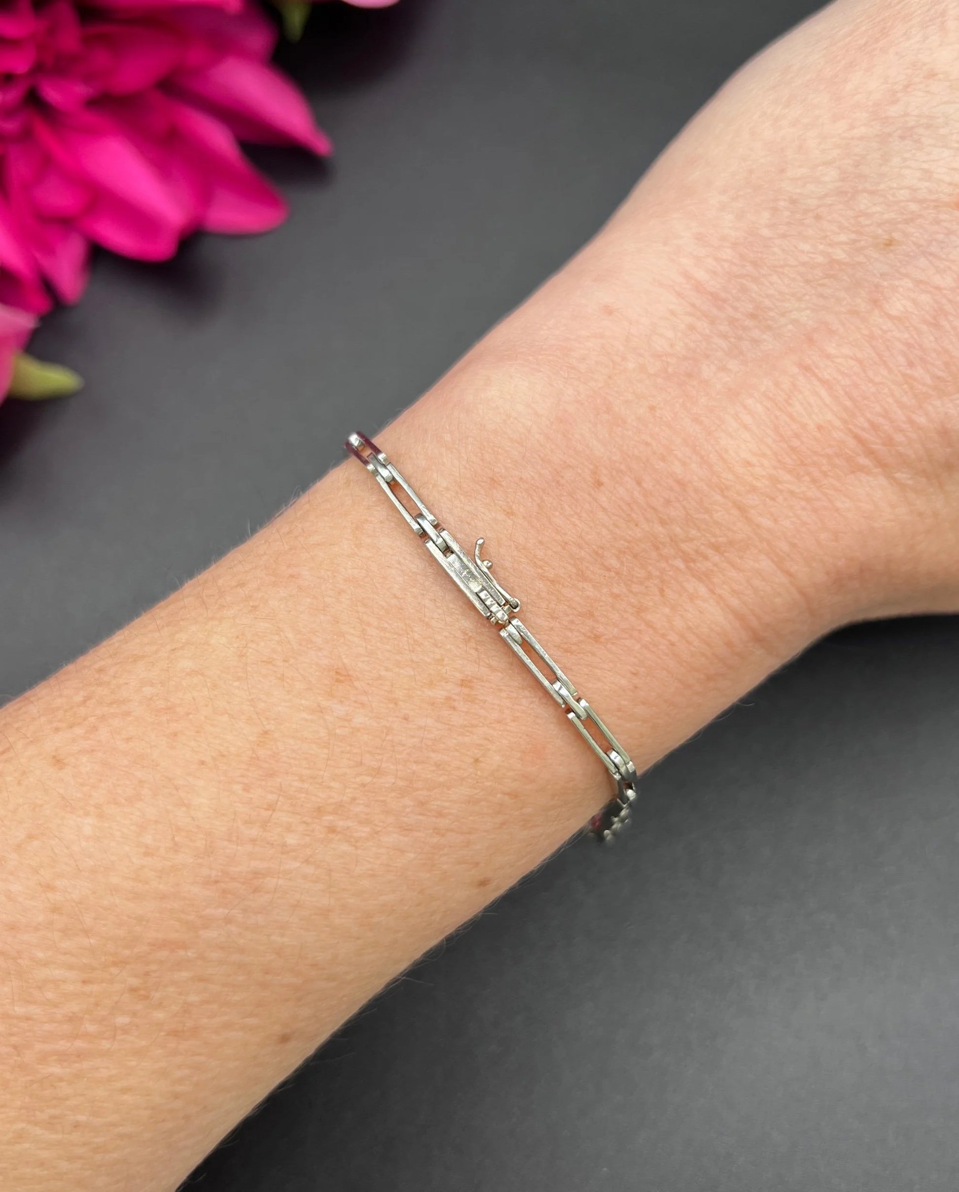 Antique Platinum, Original Art Deco Onyx & Diamond Bracelet