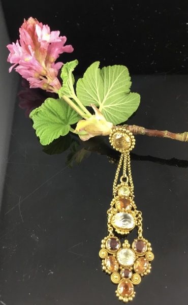 Early 19th Century Multi Gem Set Cannetille Pendant in High Carat Gold