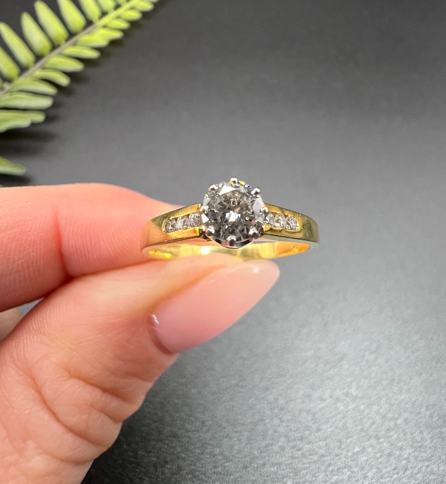 Vintage 18 ct White And Yellow Gold Solitaire Diamond Engagement Ring