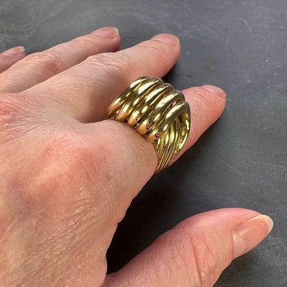 French Retro 18ct Yellow Gold Coiled Spring Ring