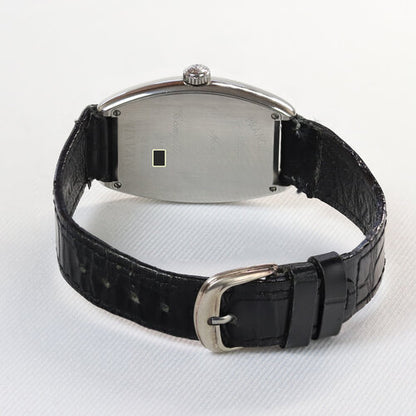 Franck Muller Havana 2852 Manual 30mm Steel Watch; silver dial, Arabic numerals, small seconds sub-dial, black leather strap with steel buckle