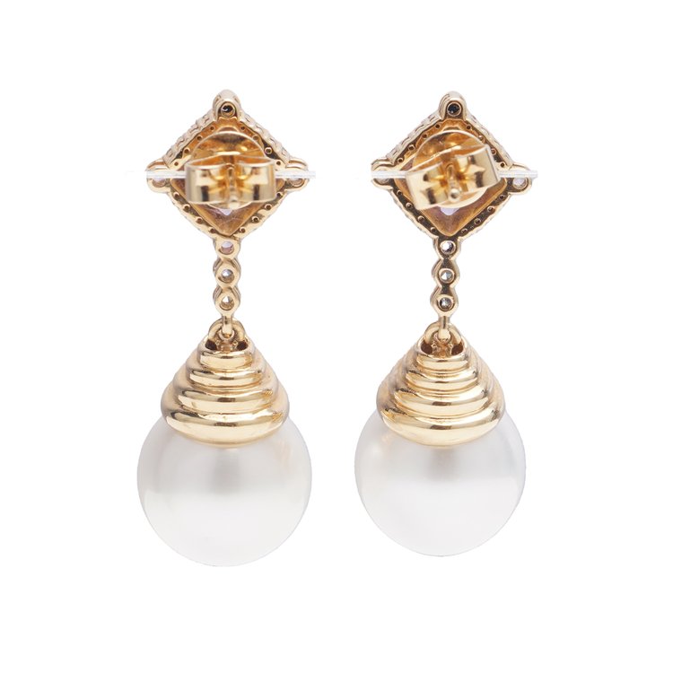 Vintage Amethyst and Pearl Drop Earrings with Diamonds