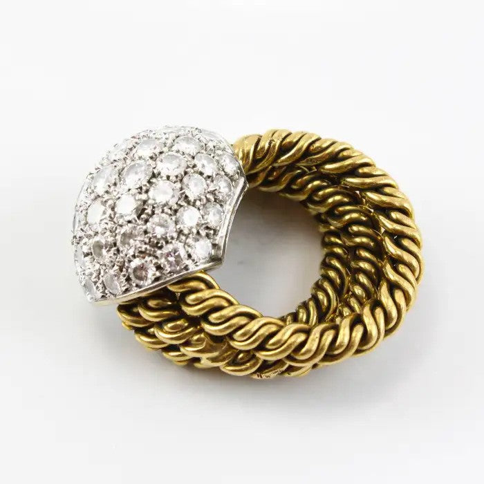 Vintage Pomellato 5ct Diamond Bombe Cocktail Ring