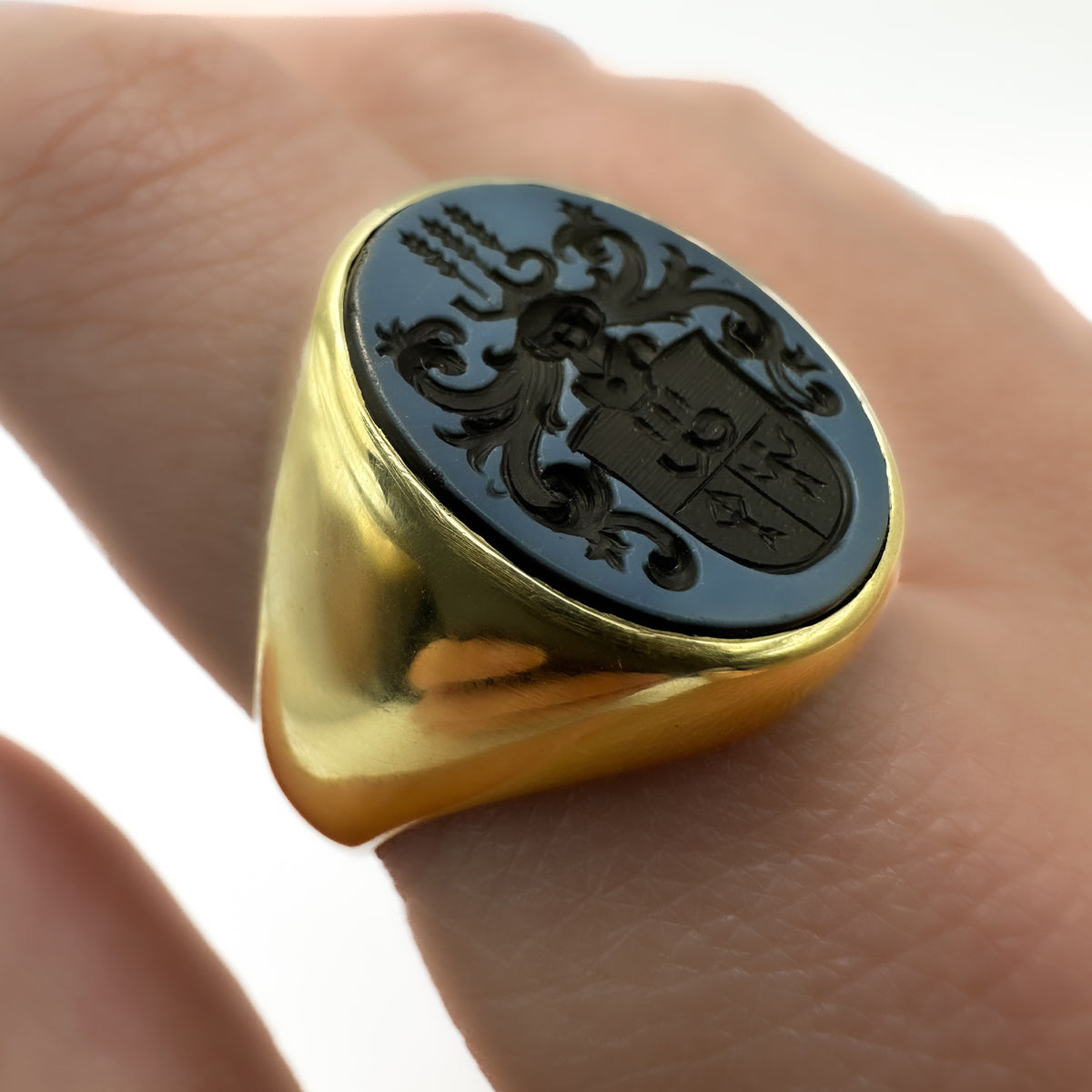 Chunky Antique Crest Intaglio Ring