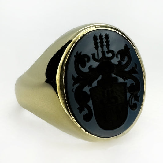 Chunky Antique Crest Intaglio Ring