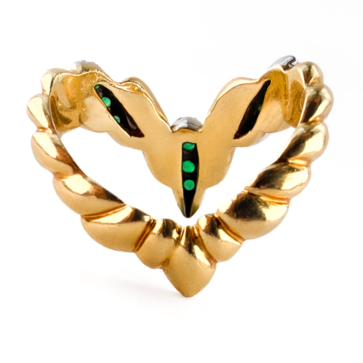 Kutchinsky 1975 Twisted V-Shaped Emerald Ring 18ct gold back view