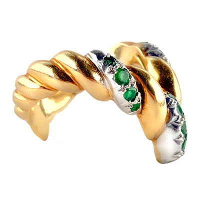 Kutchinsky 1975 Twisted V-Shaped Emerald Ring 18ct gold side view