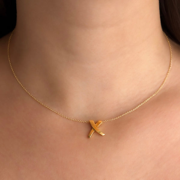 Tiffany Graffiti X Necklace By Paloma Picasso 18ct gold on neck