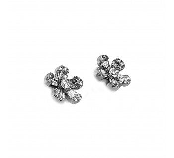 Contemporary Diamond Flower Cluster Stud Earrings, 0.77 carat total
