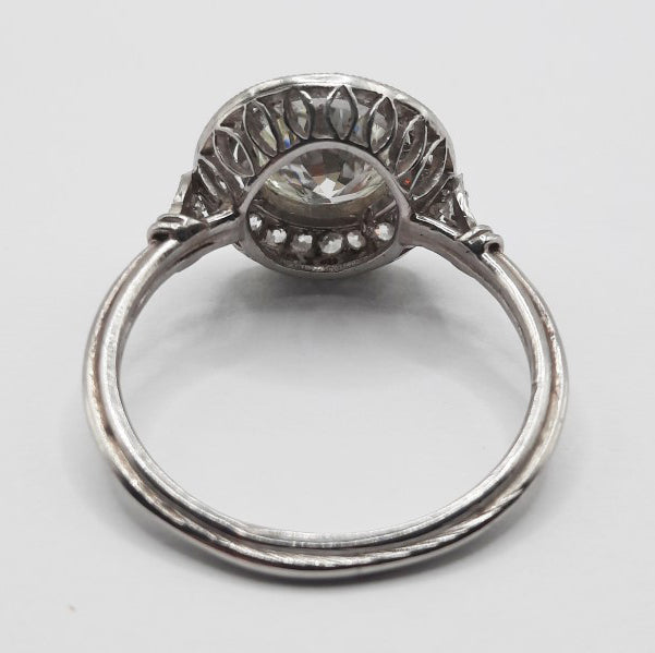 1.50ct Old European Cut Diamond Halo Cluster Ring