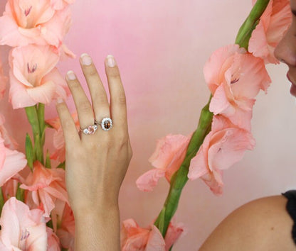 Antique 2.27ct Zircon, Old Cut Diamond and Platinum Oval Cluster Ring