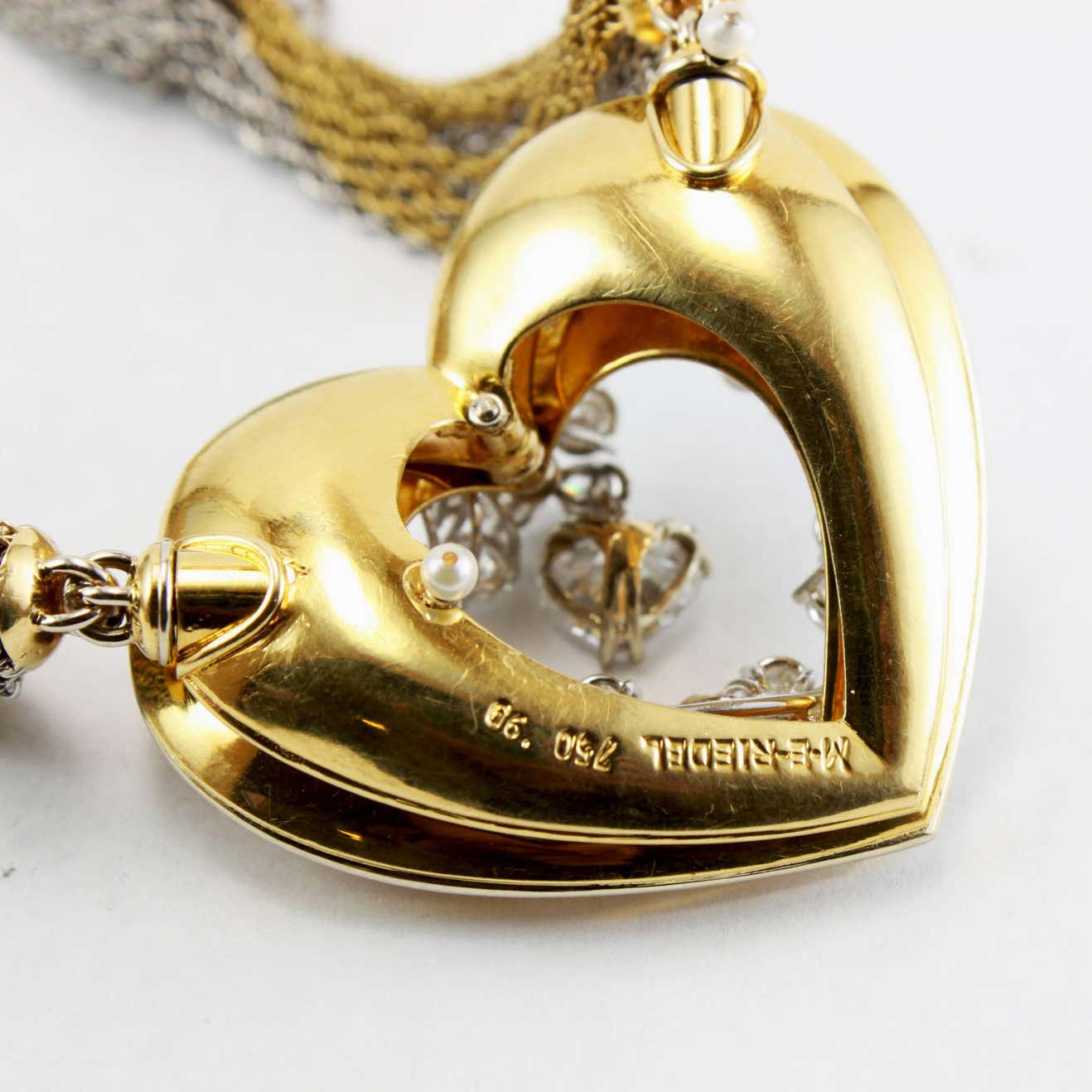 Diamond and 18ct Gold Heart Pendant by ME Riedel