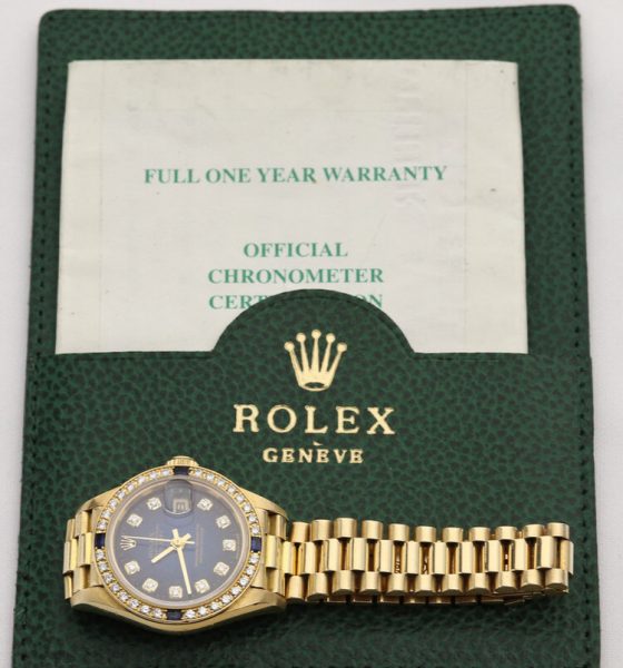 Rolex Lady Datejust 18ct Gold Diamond Dial with Box and Papers