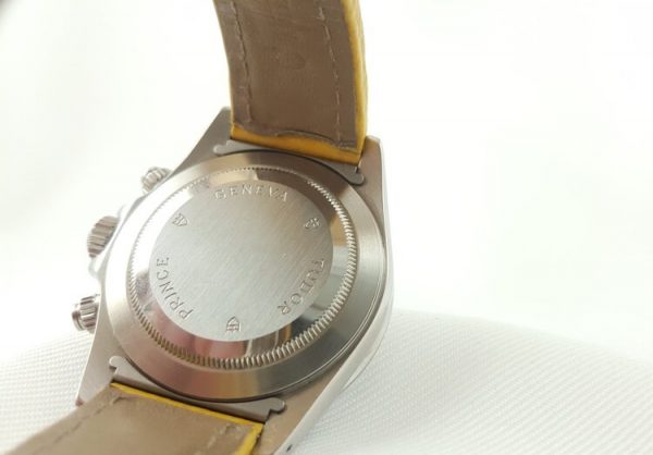 Tudor Prince Date 79280 Chronograph Automatic Wristwatch with Yellow Dial and Rolex Service Papers