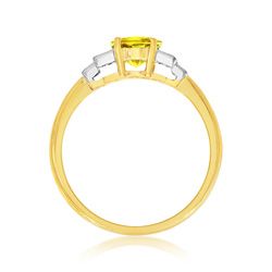 2.41ct Oval Cut Yellow Sapphire Engagement Ring with Baguette Diamond Shoulders in 18ct Yellow Gold