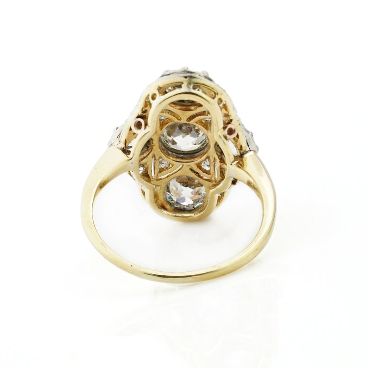 Antique Art Deco 2.84ct Old Cut Diamond Plaque Ring