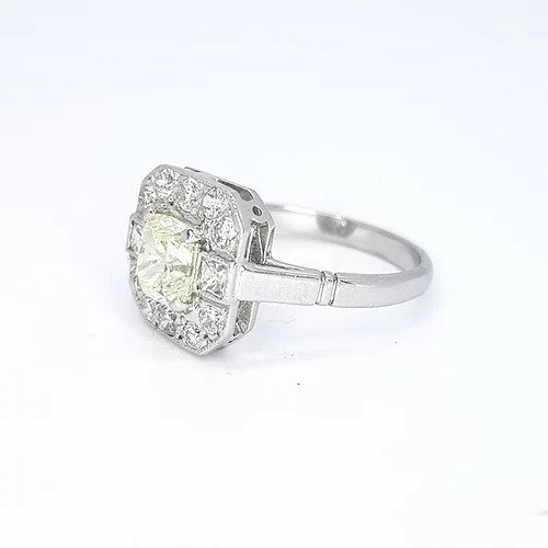1.03ct Radiant Cut Diamond Cluster Ring in 18ct White Gold