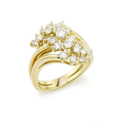 Vintage 1.37ct Diamond Cluster Ring in 18ct Yellow Gold