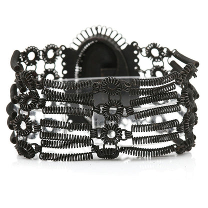 Antique Georgian Berlin Iron Work Bracelet, rare 19th century Berlin cast iron work bracelet with central knight cameo panel masterfully crafted around 1820