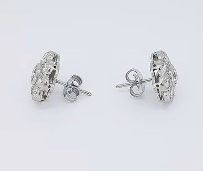 2.60ct Diamond Daisy Flower Cluster Stud Earrings, in 18ct white gold.