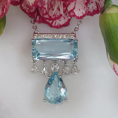 Unique Aquamarine and Diamond Pendant, 9.95 carats