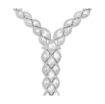 Contemporary Rose Cut Diamond Long Drop Necklace, 16.34 carats