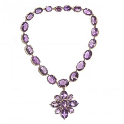 Antique Victorian Amethyst Riviere Necklace and Cross Pendant