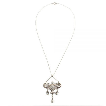Antique Edwardian Old Cut Diamond Necklace, 1.70 carats, the pendant can be used as a brooch, in silver and 15ct gold, Circa 1910, with original antique box