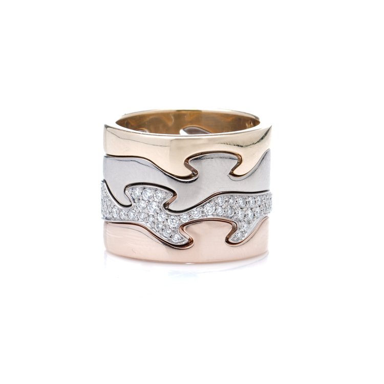 Georg Jensen Fusion 18ct Gold Four Piece Ring with Diamonds