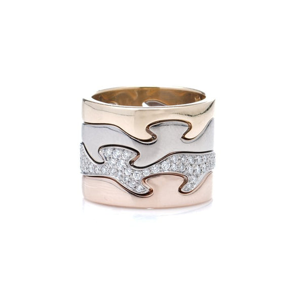 Georg Jensen Fusion 18ct Gold Four Piece Ring with Diamonds