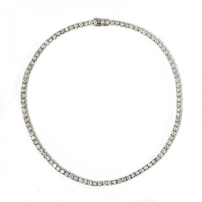 Contemporary Diamond Riviere Necklace, 18.30 carat total, comprising of one-hundred and two round brilliant-cut diamonds, graduating from 0.12ct-0.20ct, each individually claw set in 18ct white gold. Colour G-H colour, SI clarity