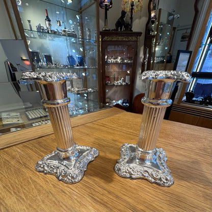 Victorian Sterling Silver Pair of Candlesticks by Thomas White, Dated 1896
