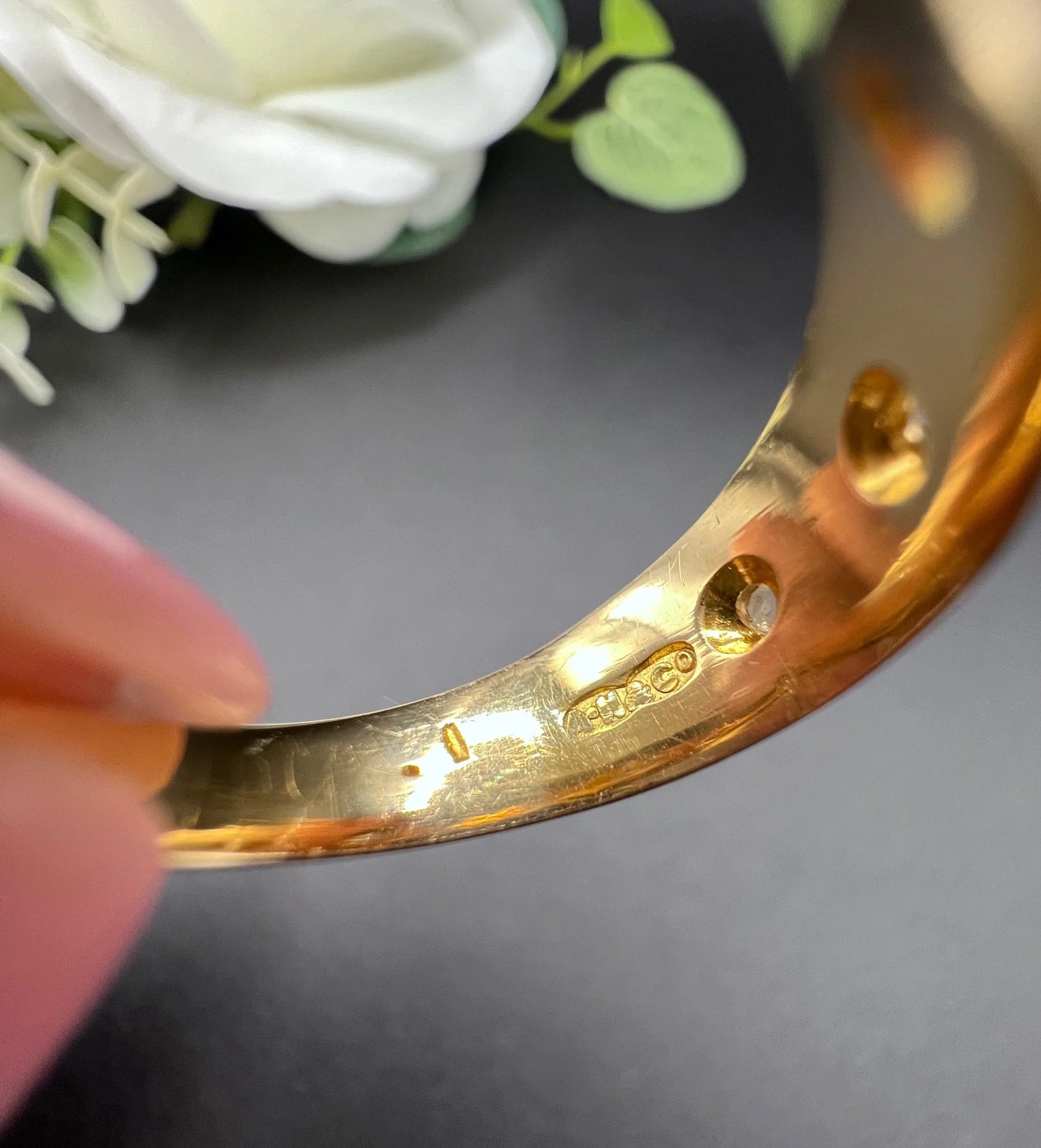 Antique 18 ct Gold, 3 Stone Diamond Gypsy Band Ring