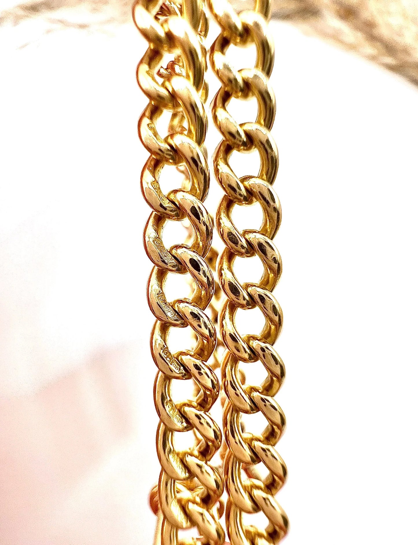 Antique 18 Carat Yellow Gold Albert Chain Necklace: Edwardian Curb Link