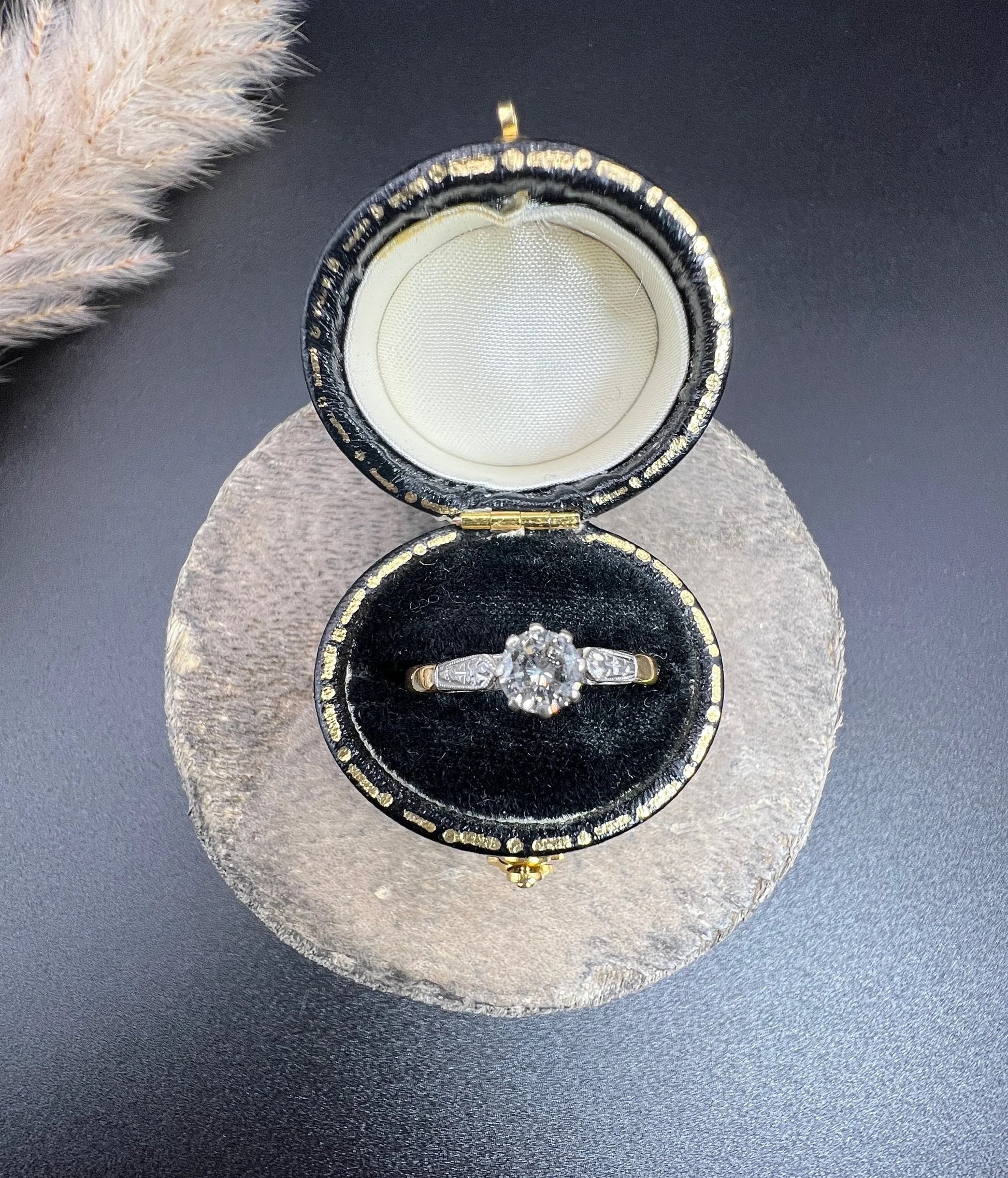 Antique 18 Carat Gold and Platinum Single Stone Diamond Engagement Ring, Circa 1920