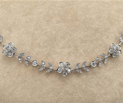 Vintage 6.5ct Diamond Flower Cluster Collar Necklace, G VVS