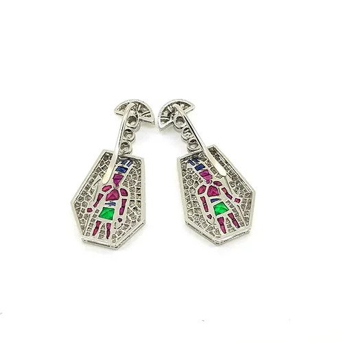 Egyptian Design Multi Gemstone Drop Earrings