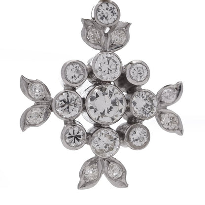 Diamond Floral Snowflake Cluster Pendant, 1.59 carats