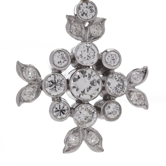 Diamond Floral Snowflake Cluster Pendant, 1.59 carats