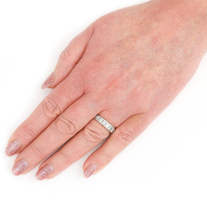 2ct Princess Cut Diamond Seven Stone Half Eternity Band Ring in 18ct White Gold