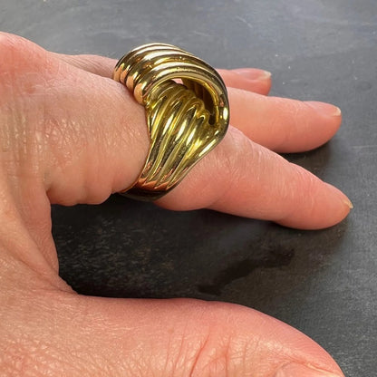 French Retro 18ct Yellow Gold Coiled Spring Ring