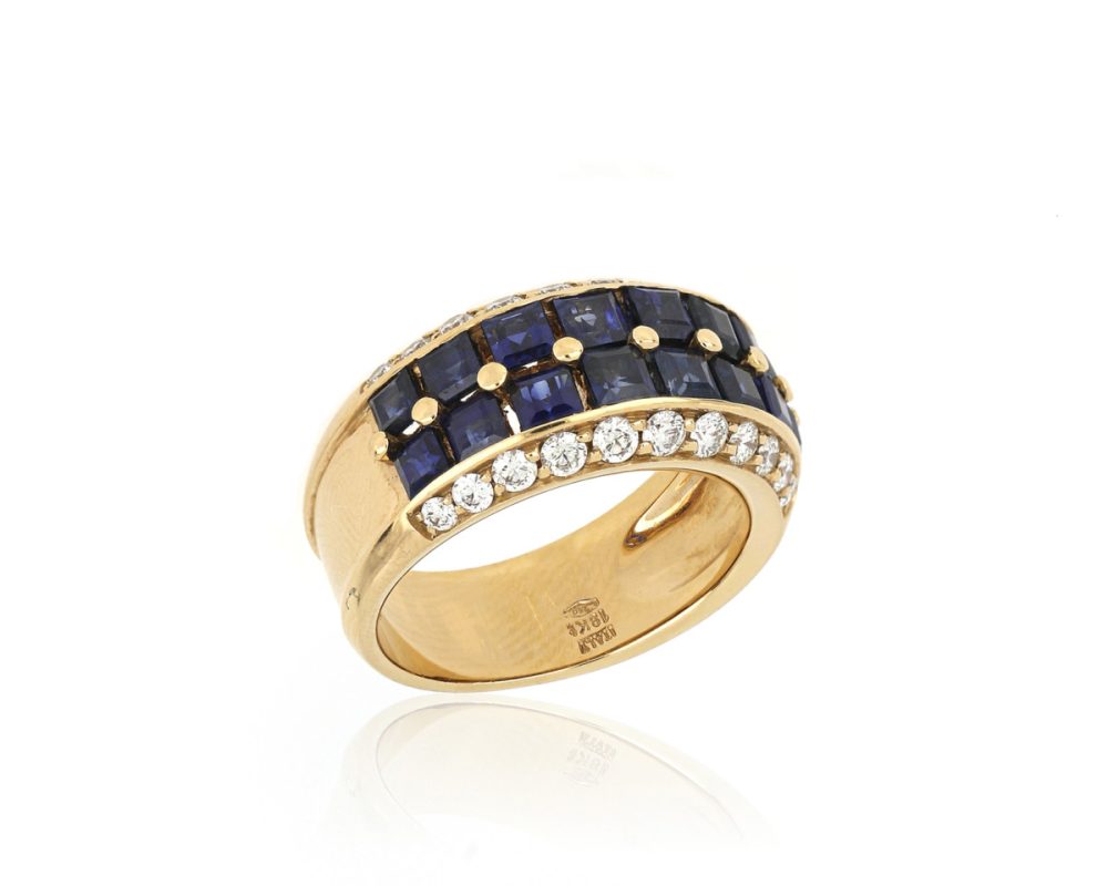 Sapphire and Diamond Set Dress Ring, 18ct Yellow Gold