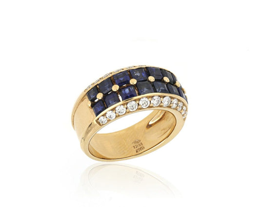 Sapphire and Diamond Set Dress Ring, 18ct Yellow Gold