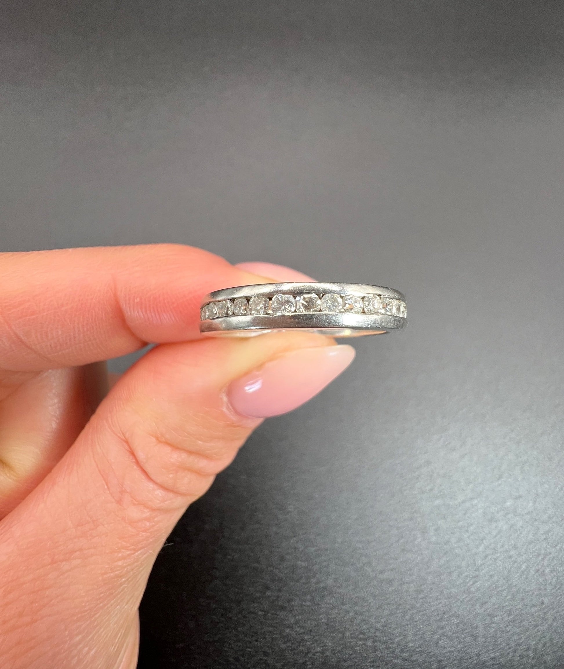 Vintage Platinum Brilliant Cut Diamond Full Eternity Ring, Circa 1980