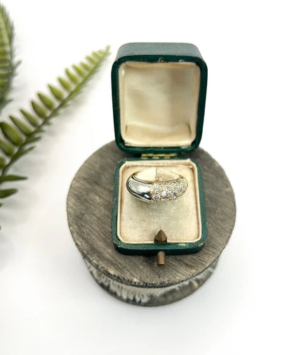 Vintage Diamond Pave Cocktail Ring In 18 Carat Yellow Gold And Platinum