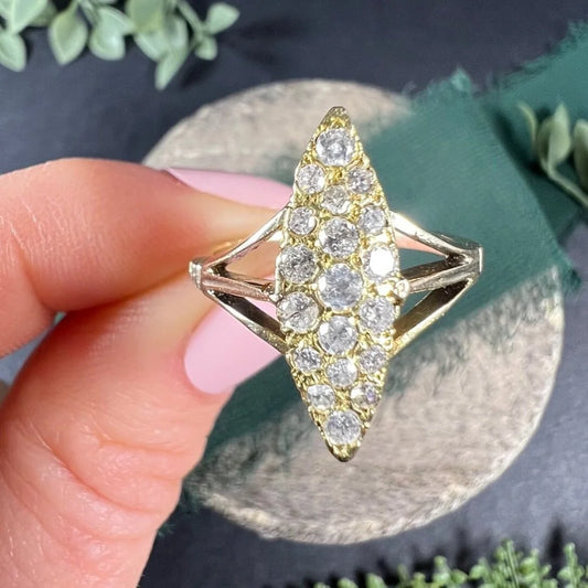 Victorian 18 Carat Yellow Gold Diamond Navette/Marquise Ring, Circa 1880