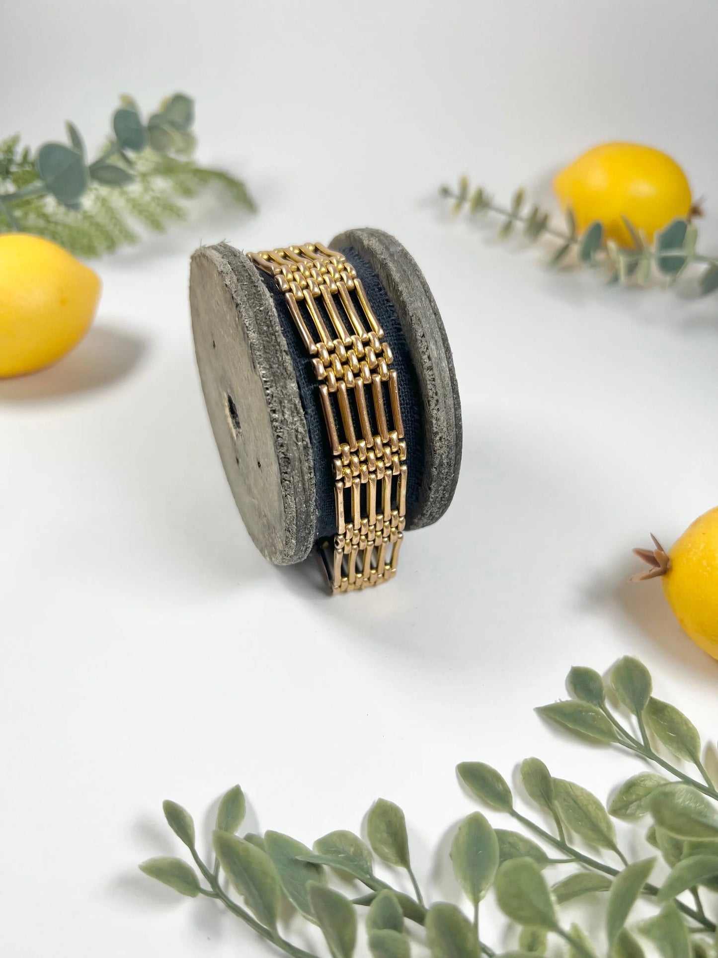 Antique 9 Carat Gold Edwardian Five Row Gate Bracelet